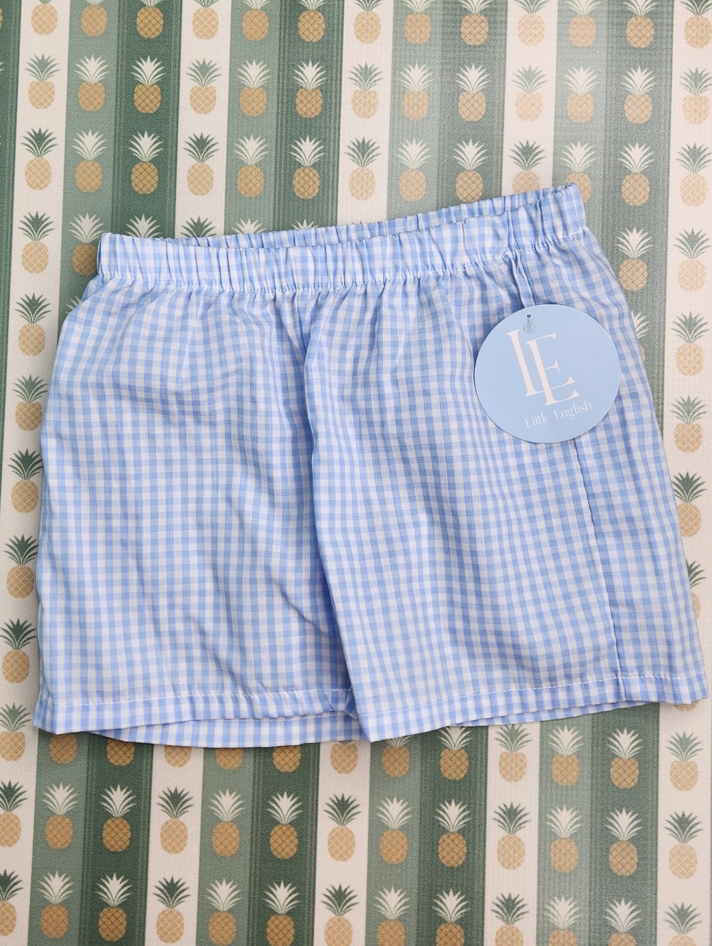 Little English Light Blue Gingham Shorts
